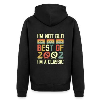 2002 I'm Not Old I'm Classic Vintage 2002 Geburtstag - Unisex Premium Bio Zip Hoodie - Schwarz - Hinten - Nico (187cm)