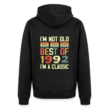 1992 I'm Not Old I'm Classic Vintage 1992 Geburtstag - Unisex Premium Bio Zip Hoodie - Schwarz - Hinten - Nico (187cm)