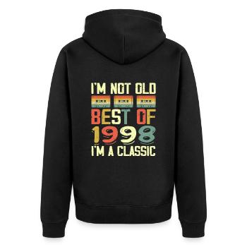 1998 I'm Not Old I'm Classic Vintage 1998 Geburtstag - Unisex Premium Bio Zip Hoodie - Schwarz - Hinten - Nico (187cm)