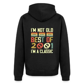 2001 I'm Not Old I'm Classic Vintage 2001 Geburtstag - Unisex Premium Bio Zip Hoodie - Schwarz - Hinten - Nico (187cm)