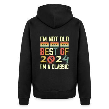 2024 Ich bin nicht alt, ich bin klassischer Jahrgang 2024 Geburtstag - Unisex Premium Bio Zip Hoodie - Schwarz - Hinten - Nico (187cm)