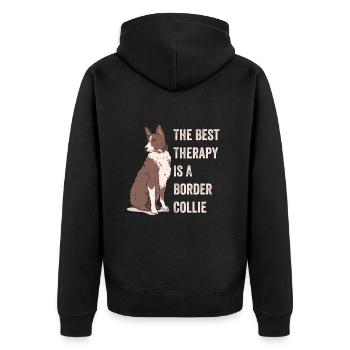 The Best Therapy Is A Border Collie Funny Dog Love - Unisex Premium Organic Zip Hoodie - black - Back - Nico (187cm)
