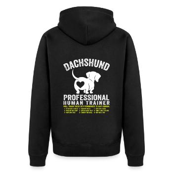 Beautiful Dachshund Pro Human Trainer Dachshund - Unisex Premium Organic Zip Hoodie - black - Back - Nico (187cm)