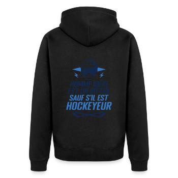 Homme idéal est un mythe sauf s'il est Hockeyeur - Veste à capuche bio Premium Unisexe - noir - Dos - Nico (187cm)