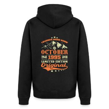 Original October 1995 vintage anniversary 1995 - Unisex Premium Organic Zip Hoodie - black - Back - Nico (187cm)