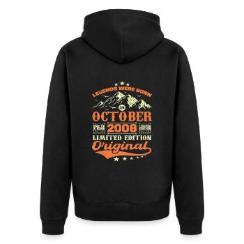 Original October 2008 vintage anniversary 2008 - Unisex Premium Organic Zip Hoodie - black - Back - Nico (187cm)