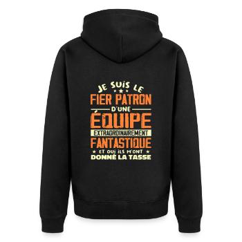 Je Suis Le Fier Patron D'une équipe - Veste à capuche bio Premium Unisexe - noir - Dos - Nico (187cm)