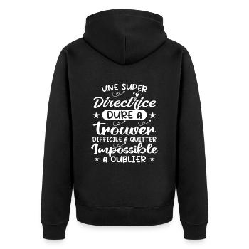 Une Super Directrice - Cadeau Directrice - Veste à capuche bio Premium Unisexe - noir - Dos - Nico (187cm)