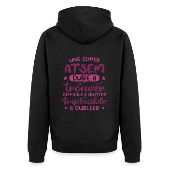 Une Super ATSEM Dure A Trouver Difficile A Quitter - Veste à capuche bio Premium Unisexe - noir - Dos - Nico (187cm)
