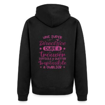 Une Super Directrice - Cadeau Directrice - Veste à capuche bio Premium Unisexe - noir - Dos - Nico (187cm)