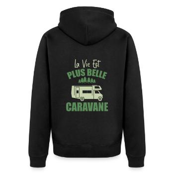 Camping Humour La Vie Est Plus Belle En Caravane - Veste à capuche bio Premium Unisexe - noir - Dos - Nico (187cm)
