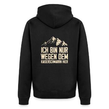 Ich Bin Nur Wegen Dem Kaiserschmarrn Hier - Unisex Premium Bio Zip Hoodie - Schwarz - Hinten - Nico (187cm)