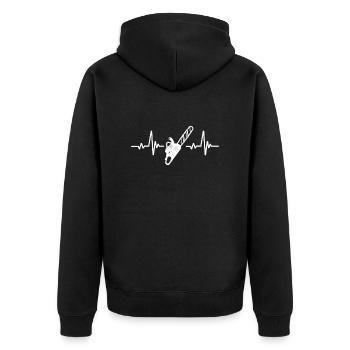 Chainsaw Heartbeat Lumberjack Lumberjack - Unisex Premium Organic Zip Hoodie - black - Back - Nico (187cm)