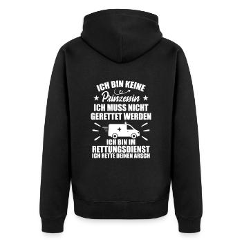 Frauensanitäterin Sanitäterin - Unisex Premium Bio Zip Hoodie - Schwarz - Hinten - Nico (187cm)