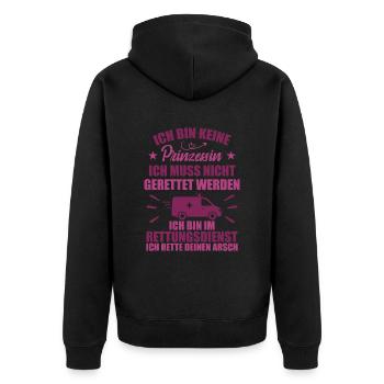 Frauensanitäterin Sanitäterin - Unisex Premium Bio Zip Hoodie - Schwarz - Hinten - Nico (187cm)