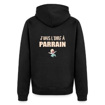 J'vais Le Dire - Parrain - Super Parrain - Veste à capuche bio Premium Unisexe - noir - Dos - Nico (187cm)