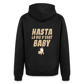 Chat - Amoureux des Chats - Chat Humour - Veste à capuche bio Premium Unisexe - noir - Dos - Nico (187cm)