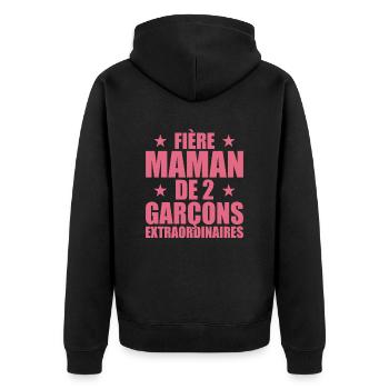 Fière Maman de 2 Garçons Extraordinaire - Cadeau - Veste à capuche bio Premium Unisexe - noir - Dos - Nico (187cm)