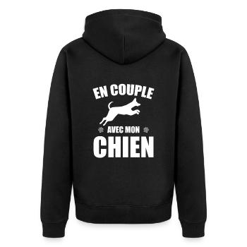 En Couple Avec Mon Chien Cadeau Humour Célibat - Veste à capuche bio Premium Unisexe - noir - Dos - Nico (187cm)