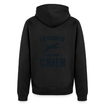 En Couple Avec Mon Chien Cadeau Humour Célibat - Veste à capuche bio Premium Unisexe - noir - Dos - Nico (187cm)