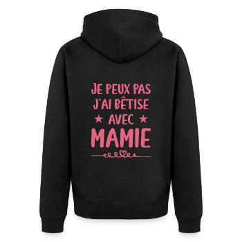 Je Peux Pas J'ai Bêtise Avec Mamie - Veste à capuche bio Premium Unisexe - noir - Dos - Nico (187cm)