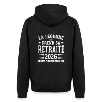 Retraite, Retraité, Retraitée - Veste à capuche bio Premium Unisexe - noir - Dos - Nico (187cm)