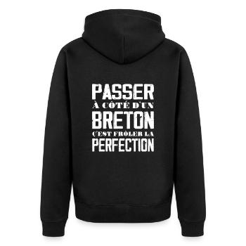 Je Suis Breton - Humour Humour - Veste à capuche bio Premium Unisexe - noir - Dos - Nico (187cm)