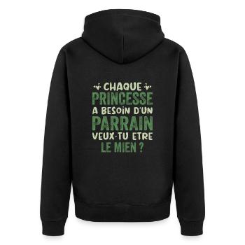 Veux Tu Etre Mon Parrain - Veste à capuche bio Premium Unisexe - noir - Dos - Nico (187cm)