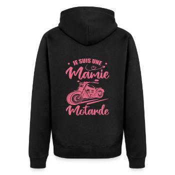 Mamie Motarde Mamou Humour - Veste à capuche bio Premium Unisexe - noir - Dos - Nico (187cm)