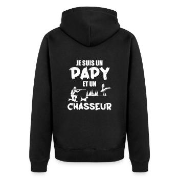 Je Suis Un Papa Et Un Chasseur - Cadeau Chasseur - Veste à capuche bio Premium Unisexe - noir - Dos - Nico (187cm)