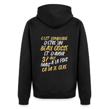 Cadeau D'anniversaire Beau gosse et d'avoir 37 ans - Veste à capuche bio Premium Unisexe - noir - Dos - Nico (187cm)