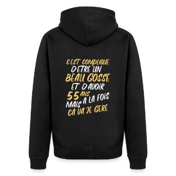 Cadeau D'anniversaire Beau gosse et d'avoir 55 ans - Veste à capuche bio Premium Unisexe - noir - Dos - Nico (187cm)