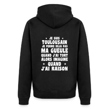 Je suis Toulousain - Je ferme pas ma gueule - Veste à capuche bio Premium Unisexe - noir - Dos - Nico (187cm)