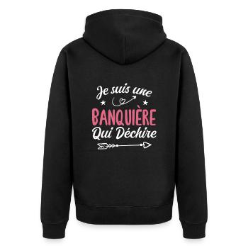 Je Suis Une Banquière Qui Déchire - Veste à capuche bio Premium Unisexe - noir - Dos - Nico (187cm)