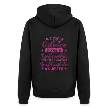 Super Tutrice - Fête Des Mères - Veste à capuche bio Premium Unisexe - noir - Dos - Nico (187cm)