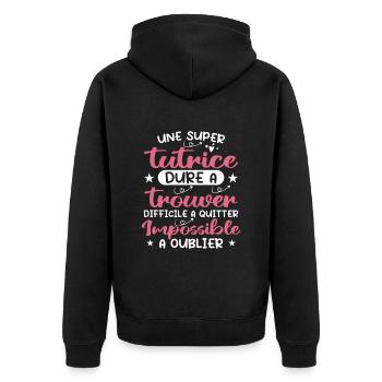Super Tutrice - Fête Des Mères - Veste à capuche bio Premium Unisexe - noir - Dos - Nico (187cm)