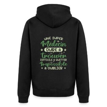 Une Super Médecin - Fête Des Mères - Veste à capuche bio Premium Unisexe - noir - Dos - Nico (187cm)