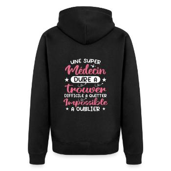 Une Super Médecin - Fête Des Mères - Veste à capuche bio Premium Unisexe - noir - Dos - Nico (187cm)