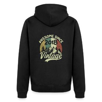 Vintage 2018 Birthday Gift 2018 - Unisex Premium Organic Zip Hoodie - black - Back - Nico (187cm)