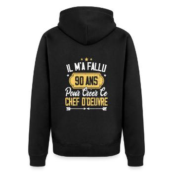 Cadeau Anniversaire 90 Ans Chef D'oeuvre Humour - Veste à capuche bio Premium Unisexe - noir - Dos - Nico (187cm)