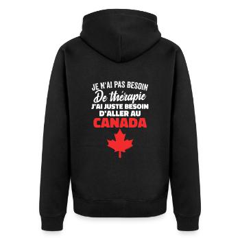 J'ai Juste Besoin D'aller Au Canada Cadeau Voyage - Veste à capuche bio Premium Unisexe - noir - Dos - Nico (187cm)