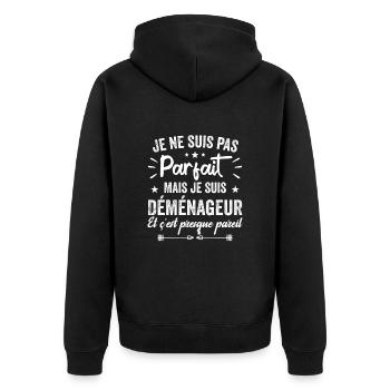 Je Ne Suis Pas Parfait Mais Déménageur - Veste à capuche bio Premium Unisexe - noir - Dos - Nico (187cm)
