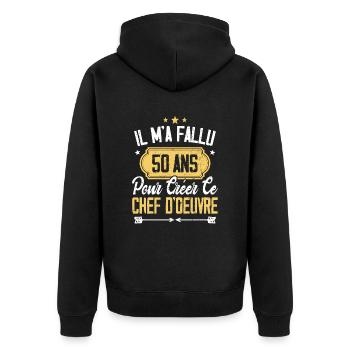 Cadeau Anniversaire 50 Ans Chef D'oeuvre Humour - Veste à capuche bio Premium Unisexe - noir - Dos - Nico (187cm)