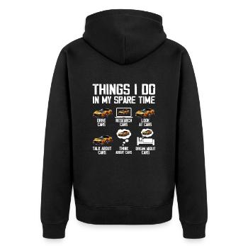 6 Things I Do In My Spare Time Car Enthusiast Cars - Veste à capuche bio Premium Unisexe - noir - Dos - Nico (187cm)