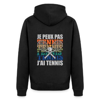 Je Peux Pas J'ai Tennis Idée Cadeau Drôle Homme - Veste à capuche bio Premium Unisexe - noir - Dos - Nico (187cm)