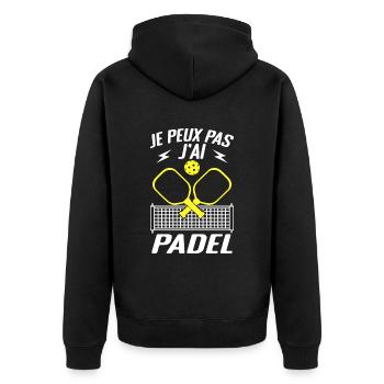 Je Peux Pas J'ai Padel - Cadeau Padeliste - Veste à capuche bio Premium Unisexe - noir - Dos - Nico (187cm)