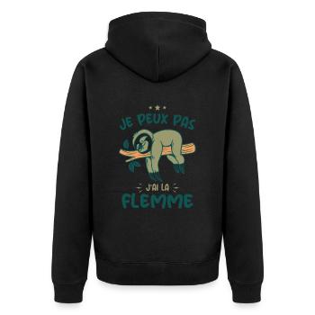 Je Peux Pas J'ai La Flemme Cadeau Drôle - Veste à capuche bio Premium Unisexe - noir - Dos - Nico (187cm)