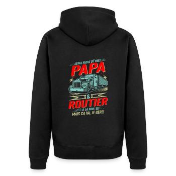 Papa Et Routier Qui Gère Camion Routier Cadeau - Veste à capuche bio Premium Unisexe - noir - Dos - Nico (187cm)