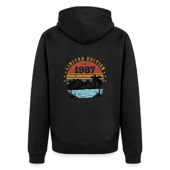 1987 Vintage Retro Anniversary Gift Born in 1987 - Unisex Premium Organic Zip Hoodie - black - Back - Nico (187cm)