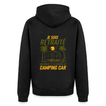 Je Suis Un Retraité Avec Un Camping Car - Veste à capuche bio Premium Unisexe - noir - Dos - Nico (187cm)